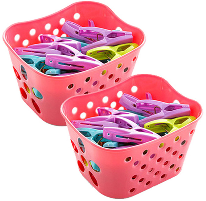 리버그린 빨래집게 30p + 바구니 핑크, 혼합색상 + 핑크, 2개