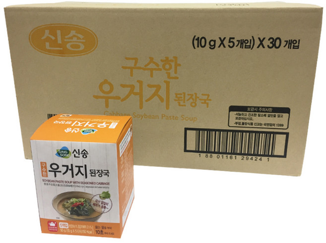 신송 구수한 우거지 즉석 된장국 지함 5p, 30개, 50g