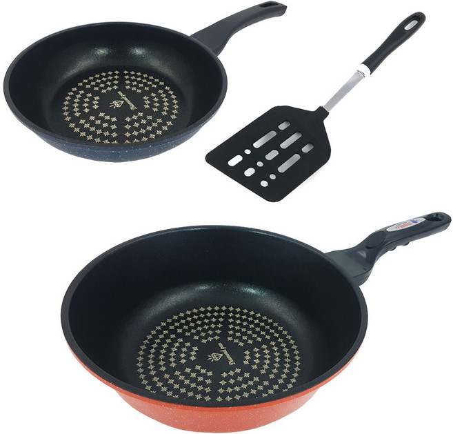 코코렉스 다이아몬드 후라이팬 20cm + 궁중팬 28cm + 블랙 사각뒤집게 대 세트, 1세트