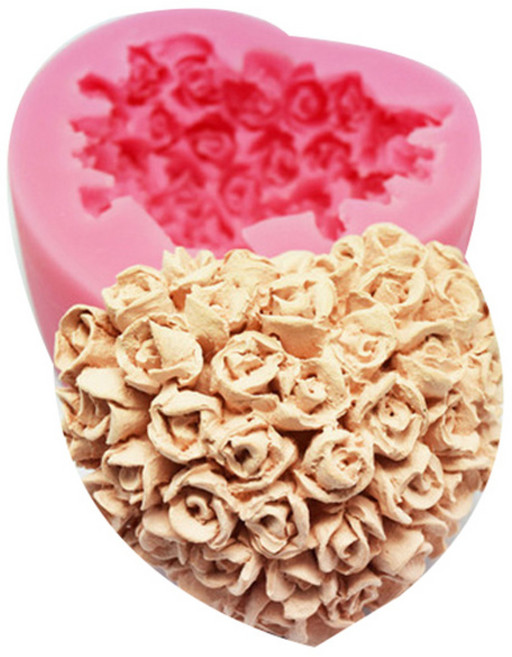 케이지 하트 장미 다발 1구 실리콘 수제 몰드, 랜덤 발송