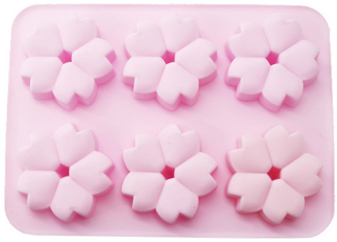 케이지 중앙 홀 벚꽃 6구 실리콘 몰드, 랜덤 발송