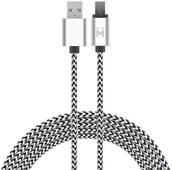 아이메이트 메탈릭 마이크로 5핀 고속 충전 케이블 3m, KA-IM5PC3M(화이트), 1개