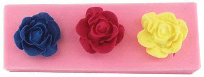 10mm 반 입체 장미 3구 실리콘 수제 몰드 2p, 랜덤 발송