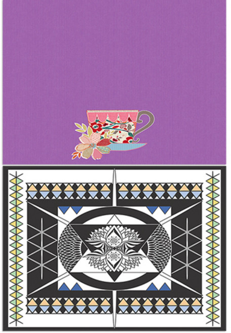 LoemDesign 실리콘 식탁매트 차한잔 + 무제, 혼합 색상, 385 x 285 mm, 두께 1mm, 1개