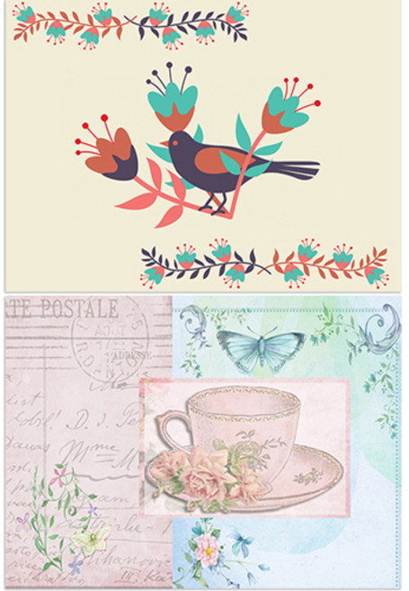 로엠디자인 실리콘 식탁매트 2p 블랙버드 + 한잔의여유, 혼합 색상, 385 x 285 mm, 두께 1mm