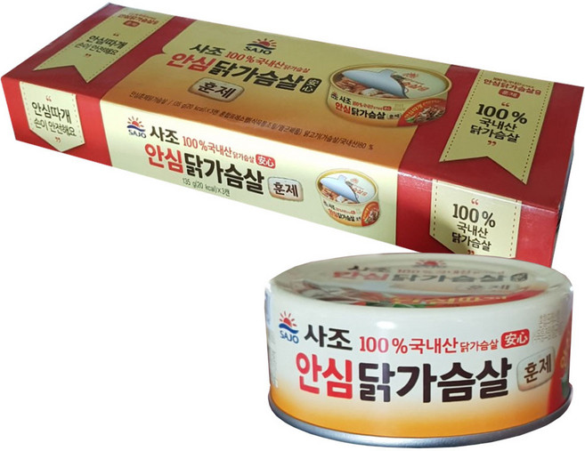사조 안심 훈제 닭가슴살, 135g, 3개입