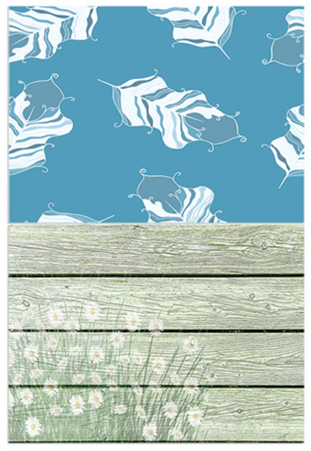 로엠디자인 실리콘 식탁매트 깃털 민트 + 플라워빈티지, 혼합 색상, 385 x 285 mm, 1개