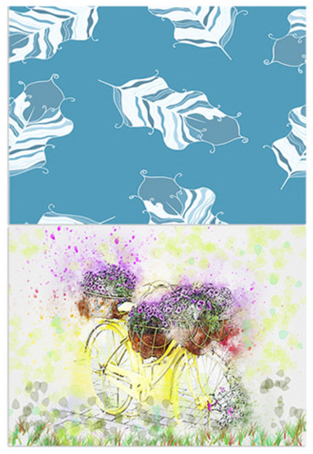 로엠디자인 실리콘 식탁매트 깃털 민트 + 자전거화분, 혼합 색상, 385 x 285 mm, 1개