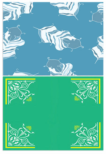 로엠디자인 실리콘 식탁매트 깃털 민트 + 카네이션, 2, 385 x 285 mm, 1개