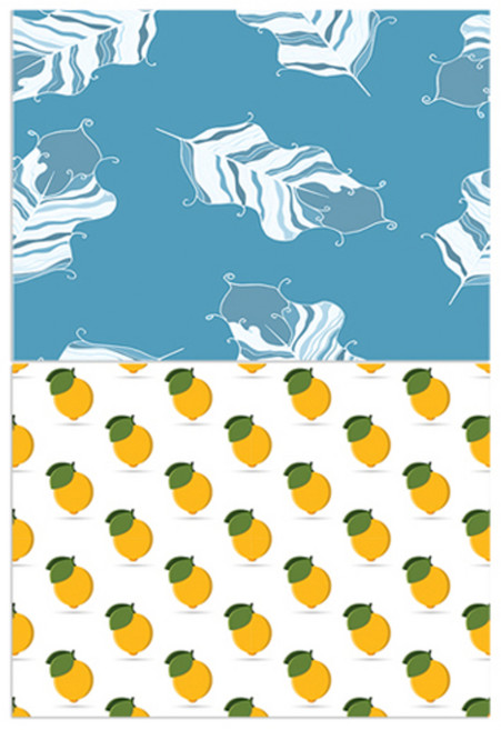 로엠디자인 실리콘 식탁매트 깃털 민트 + 레몬패턴, 혼합 색상, 385 x 285 mm, 1개