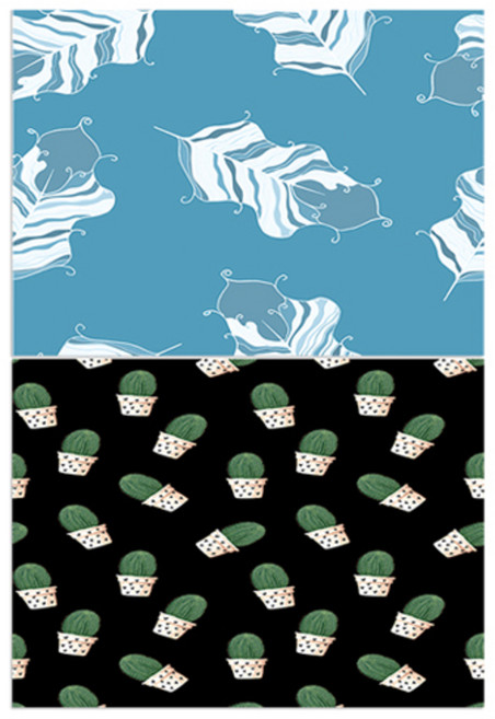 로엠디자인 실리콘 식탁매트 깃털 민트 + 꼬마선인장, 2, 385 x 285 mm, 1개