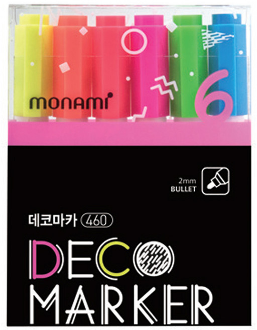 모나미 데코마카 460 형광 세트, 6색, 1세트