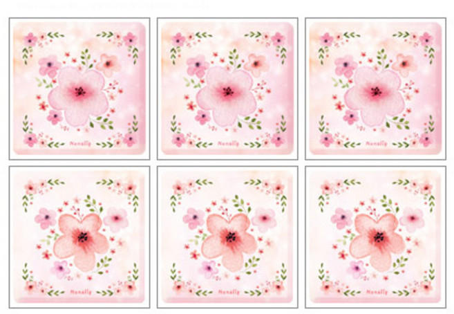 환타스틱스 미끄럼방지 스티커 분홍꽃2 32115 6매, 혼합 색상, 13.7 x 13.7 cm