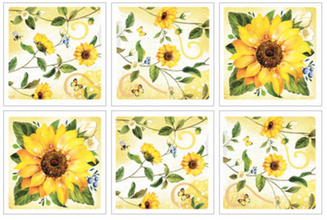 환타스틱스 미끄럼방지 스티커 해바라기 NSF-32105 6매, 혼합색상, 13.7 x 13.7 cm