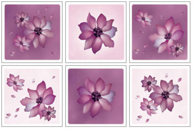환타스틱스 미끄럼방지 스티커 보라꽃 NSR-32003 6매, 혼합 색상, 13.7 x 13.7 cm