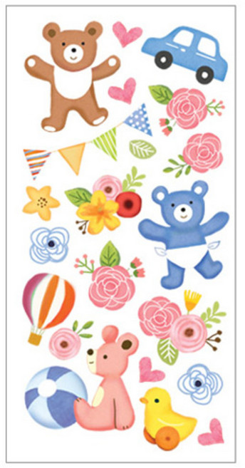 환타스틱스 홈코디 포인트스티커 TL-17108 2매 x 2p, 곰인형 + 장난감, 10.5 x 21 cm