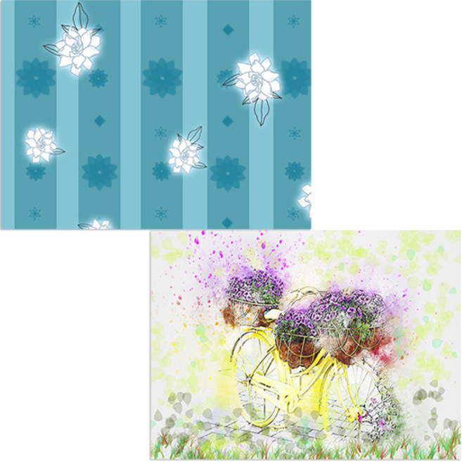 벨라 실리콘 식탁매트 자전거화분 + 흰장미, 혼합 색상, 385 x 285 mm, 1개