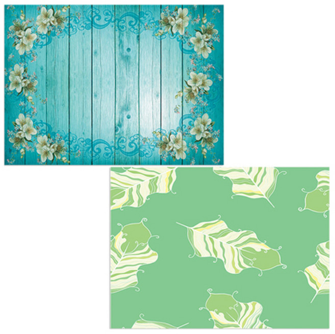 벨라 실리콘 식탁매트 깃털 연두 + 꽃마루, 혼합 색상, 385 x 285 mm, 두께 1mm