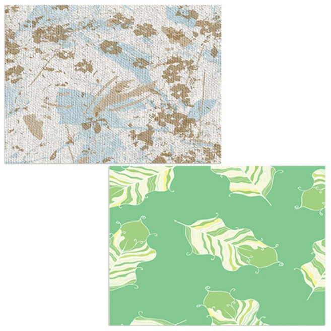 벨라 실리콘 식탁매트 깃털 연두 + 질감, 혼합 색상, 385 x 285 mm, 두께 1mm