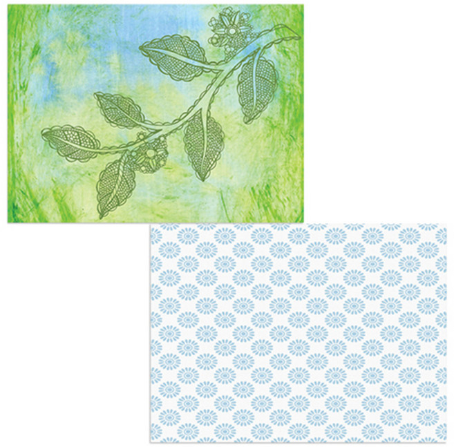 벨라 실리콘 식탁매트 블루 플라워 패턴 + 나뭇잎 패턴, 혼합 색상, 385 x 285 mm, 1개