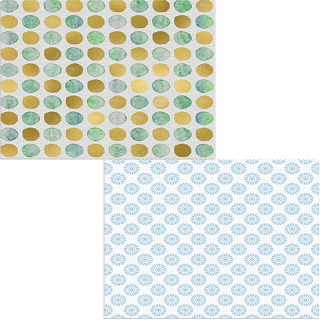 벨라 실리콘 식탁매트 2p 블루플라워패턴 세트, 블루플라워패턴, 수채화땡땡이, 385 x 285 mm