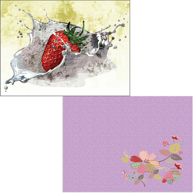 벨라 실리콘 식탁매트 꽃가지2 + 딸기, 혼합 색상, 385 x 285 mm, 두께 1 mm, 1개