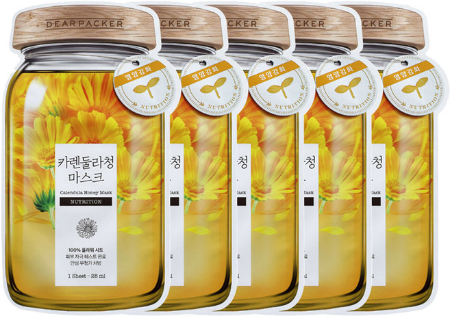 디어패커 카렌둘라청 마스크 팩, 5개입, 1개