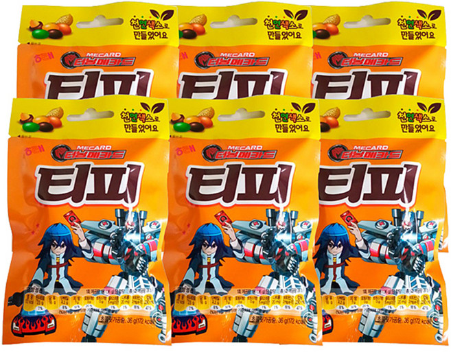 해태제과 티피 초콜릿, 36g, 6개