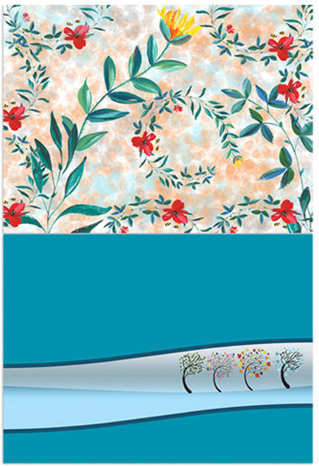 LoemDesign 실리콘 식탁매트 꽃밭 2 + 춤추는 나무, 혼합 색상, 385 x 285 mm, 두께 1mm, 1개