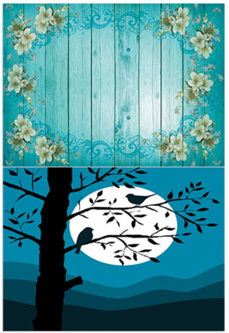 LoemDesign 실리콘 식탁매트 꽃마루 + 나무와새, 혼합 색상, 385 x 285 mm, 두께 1mm, 1개