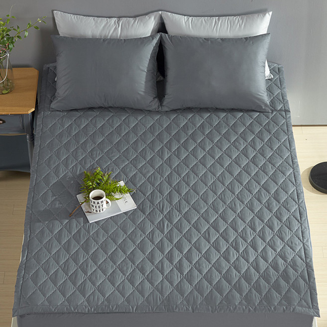 보드래 순면 데일리 누빔 침대패드, 차콜그레이