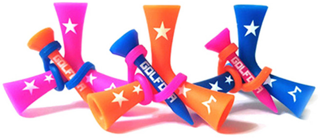 골프디아 티더라 삼발이 골프티, 오렌지 + 핑크 + 블루, 3개