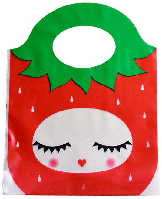 이홈베이킹 비닐 쇼핑백 딸기소녀, 혼합 색상, 50개