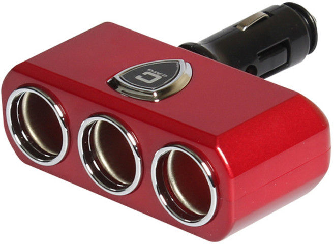 렉스디 차량용 솔루스 3구소켓 레드, 1개