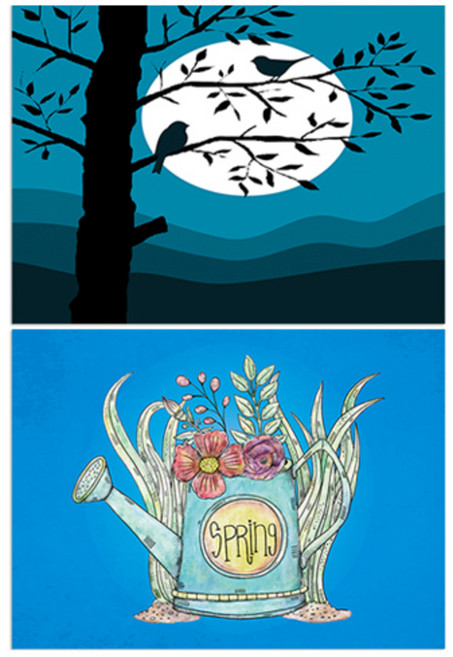 LoemDesign 실리콘 식탁매트 나무와새 + 화분, 02, 385 x 285 mm, 1개