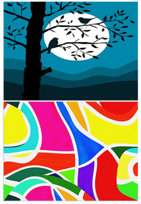 LoemDesign 실리콘 식탁매트 나무와새 + 얼룩, 혼합 색상, 385 x 285 mm, 1개