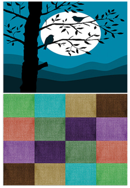 LoemDesign 실리콘 식탁매트 나무와새 + 칠교패턴, 1, 385 x 285 mm, 1개