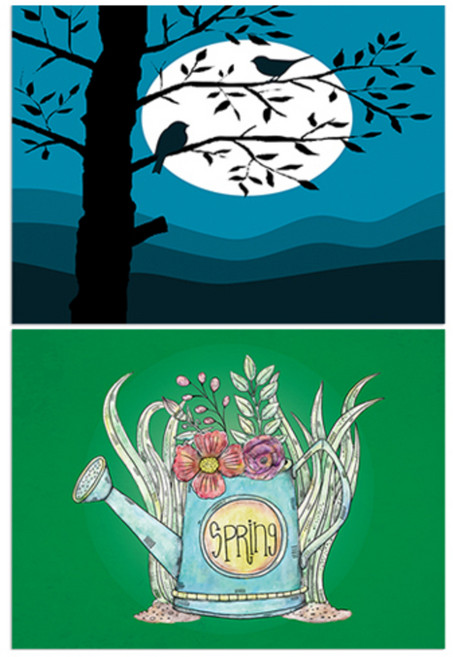 LoemDesign 실리콘 식탁매트 나무와새 + 화분, 06, 385 x 285 mm, 1개