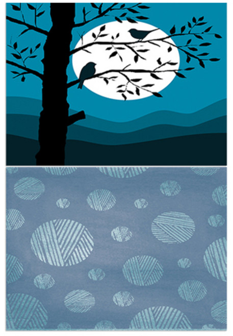 LoemDesign 실리콘 식탁매트 나무와새 + 털실패턴, 1, 385 x 285 mm, 1개