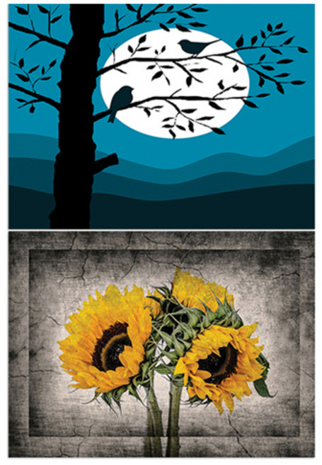 LoemDesign 실리콘 식탁매트 나무와새 + 해바라기, 2, 385 x 285 mm, 1개