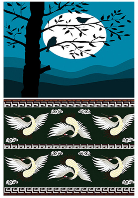 로엠디자인 실리콘 식탁매트, 나무와새, 학, 385 x 285 x 1 mm