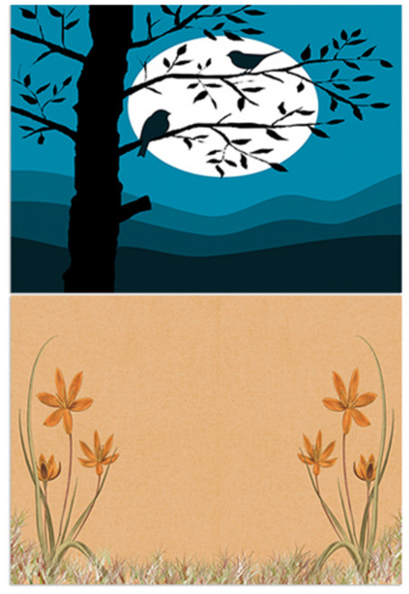 LoemDesign 실리콘 식탁매트 나무와새 + 꽃, 1, 385 x 285 mm, 1개