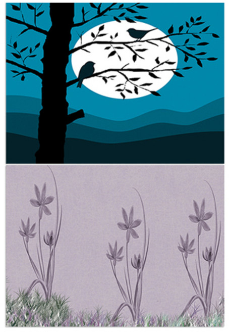 LoemDesign 실리콘 식탁매트 나무와새 + 꽃, 7, 385 x 285 mm, 1개