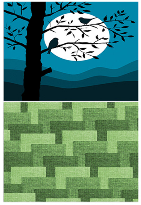 LoemDesign 실리콘 식탁매트 나무와새 + 칠교패턴, 7, 385 x 285 mm, 1개