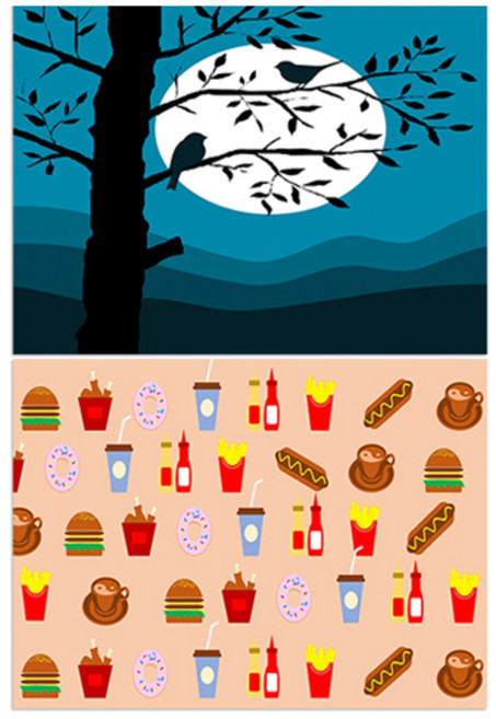 LoemDesign 실리콘 식탁매트 나무와새 + 인스턴트, 혼합 색상, 385 x 285 mm, 1개