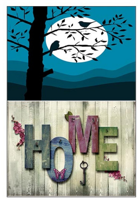 LoemDesign 실리콘 식탁매트 나무와새 + 홈, 혼합 색상, 385 x 285 mm, 1개