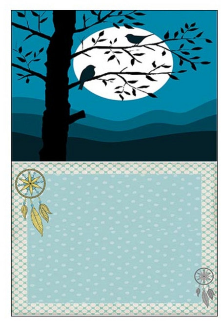 LoemDesign 실리콘 식탁매트 나무와새 + 인디언깃털, 혼합 색상, 385 x 285 mm, 1개