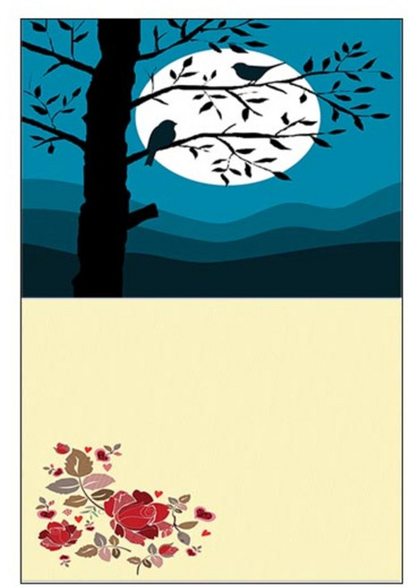 LoemDesign 실리콘 식탁매트 나무와새 + 장미, 혼합 색상, 385 x 285 mm, 1개