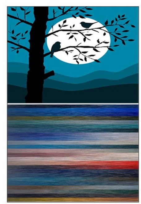 LoemDesign 실리콘 식탁매트 나무와새 + 파스텔, 혼합 색상, 385 x 285 mm, 1개