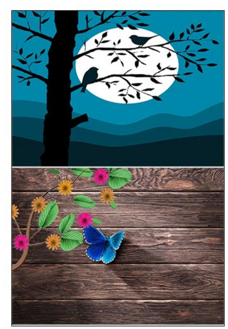 LoemDesign 실리콘 식탁매트 나무와새 + 나비의휴식, 혼합 색상, 385 x 285 mm, 1개